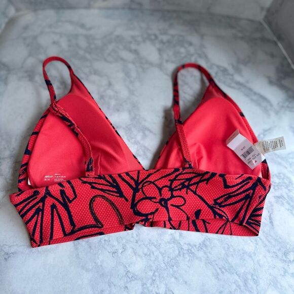 NWT Aerie Hot Pink/Coral Red Triangle bikini Top Medium w/ built in padding - Picture 9 of 10